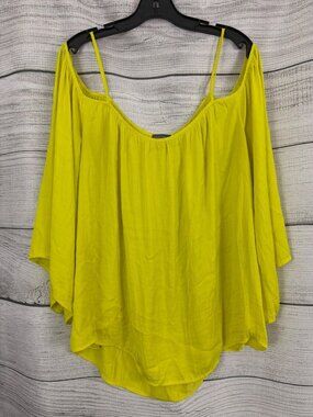 Vince Camuto Yellow Off The Shoulder Bell Sleeve Blouse Top Size XL